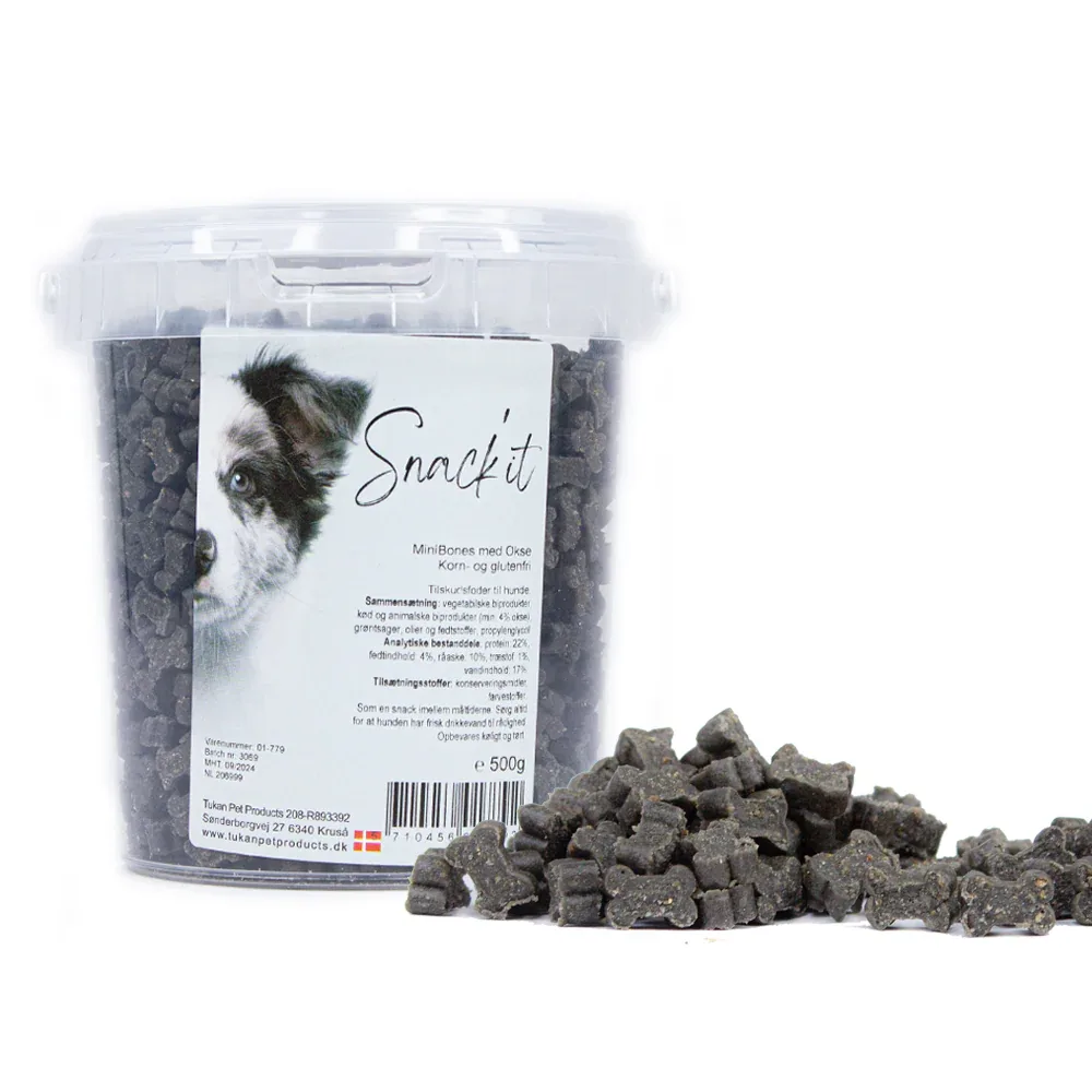Snack’it – Semi-Moist Mini Bones m. Okse, 500g