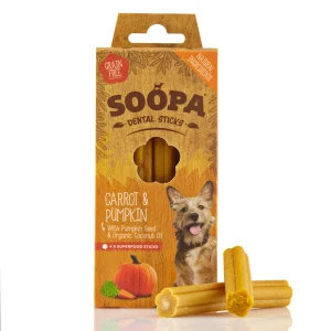 Soopa Dental Sticks med græskar & gulerod hundesnack