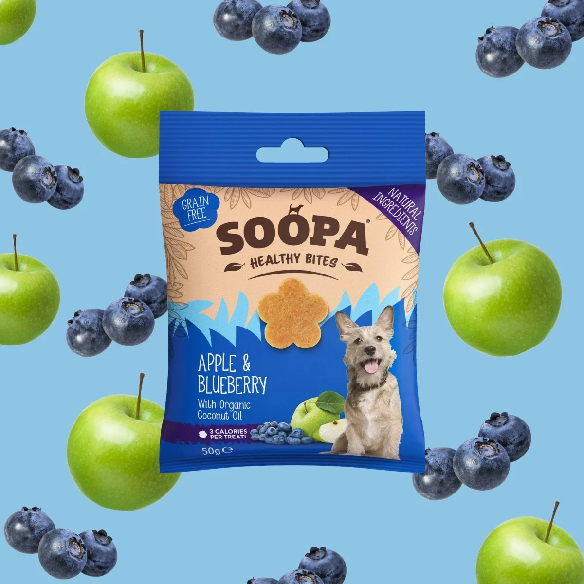 Soopa – Godbidder m. Æble- og blåbær – 50g - Image 2
