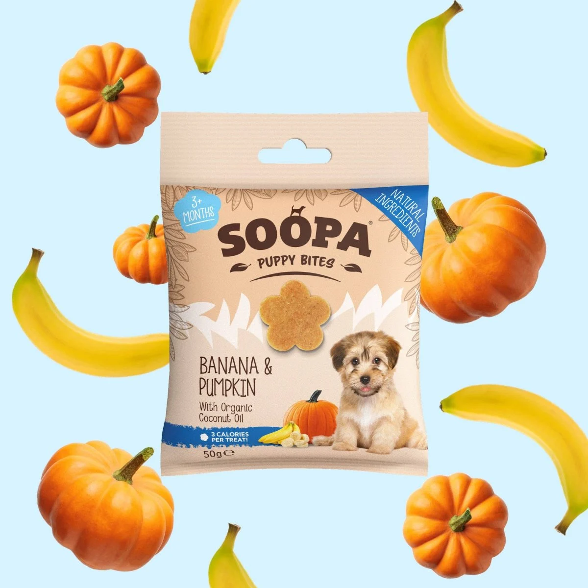 Soopa – Godbidder m. Banan & Græskar (Hvalp) – 50g