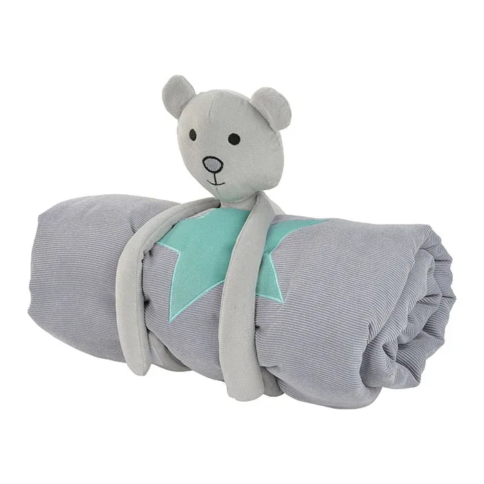 Tæppe Teddy Pepe & Kitty m/plysdyr 120x85 cm grå
