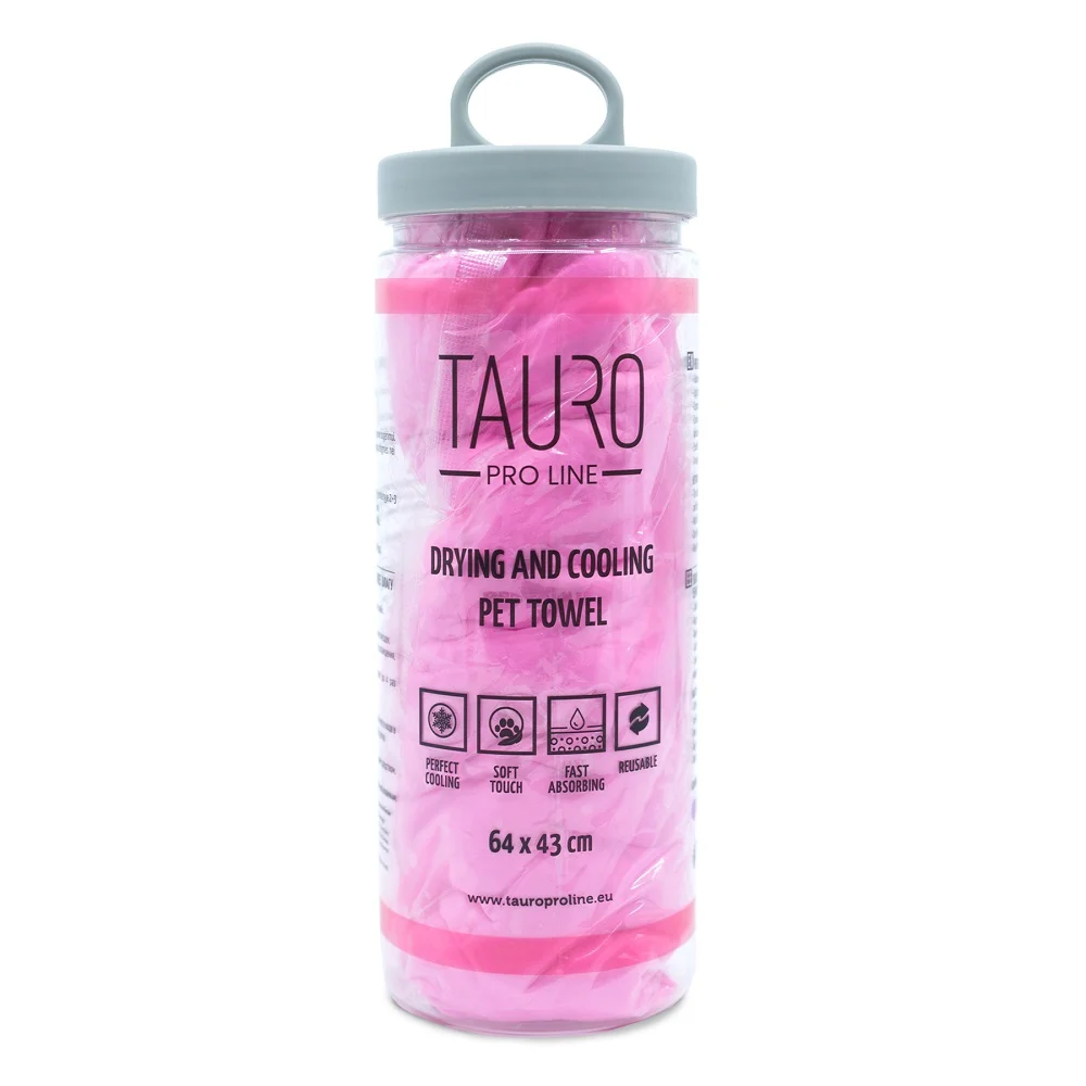 TAURO PRO LINE Drying and Cooling Towel, 64×43 cm, Pink – tork och kylhandduk