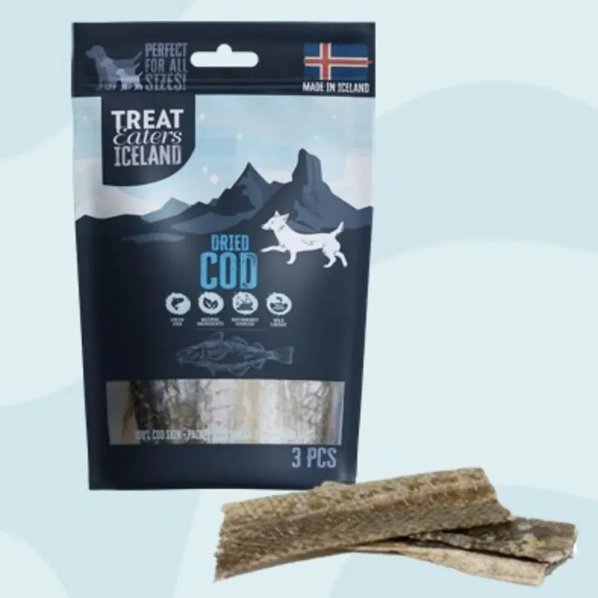 Treateaters Island Cod Skin Rolls 3 stk – tyggeruller af torskeskind