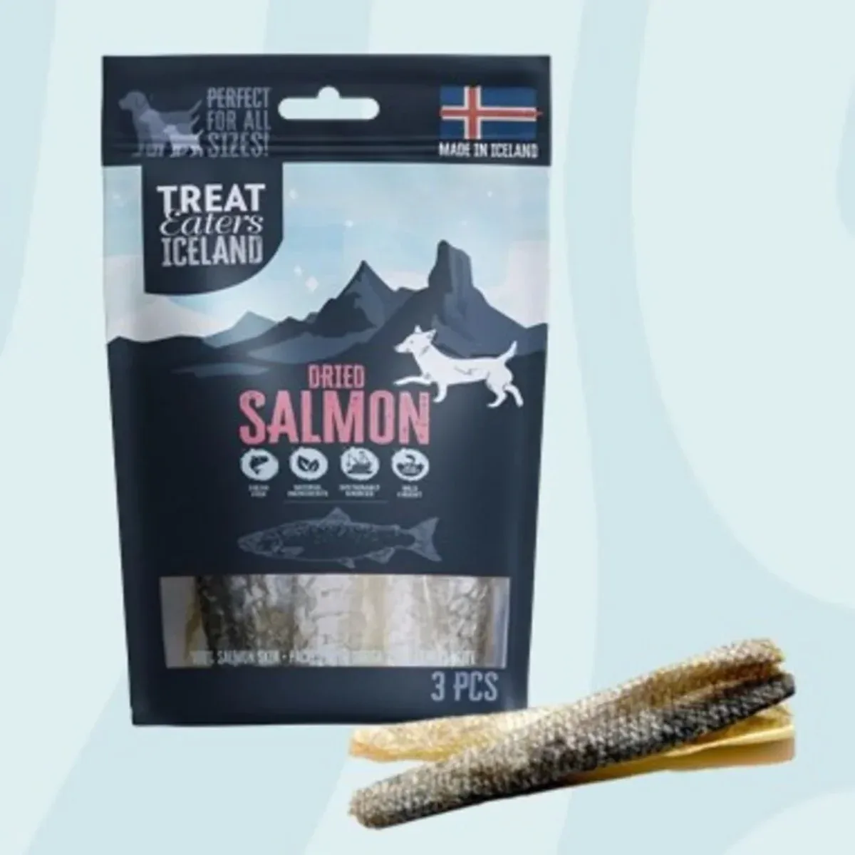 Treateaters Island Salmon Skin Rolls 3 stk – tyggeruller af lakseskind