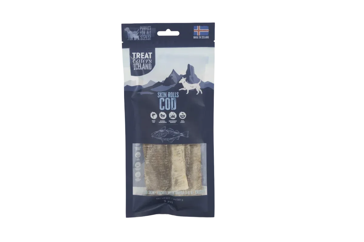 TreatEaters Islandske Torskeskind Ruller 3-pak 30g
