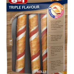Tyggeben Triple flavour Rolls113g 3 stk.