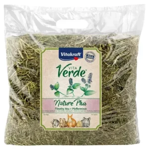 (UDGÅR) Vitakraft Vita Verde Timothy-hø med Pebermynte | Naturligt hø til kaniner og gnavere (500g)
