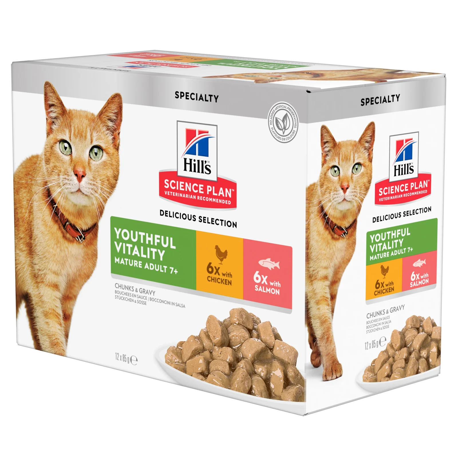 Vådfoder til katte fra Hill's Youthful Vitality til senior katte +7 år - Multipack