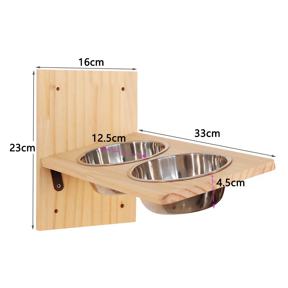 Vægbeslag til kattefoderbakker i træ – model: “gourmetmur”