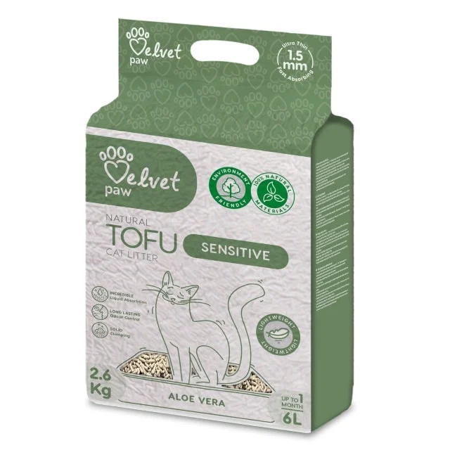 Velvet Paw TOFU Aloe extract for Sensitive Cats 6 L, 1.5 mm granule - Image 2