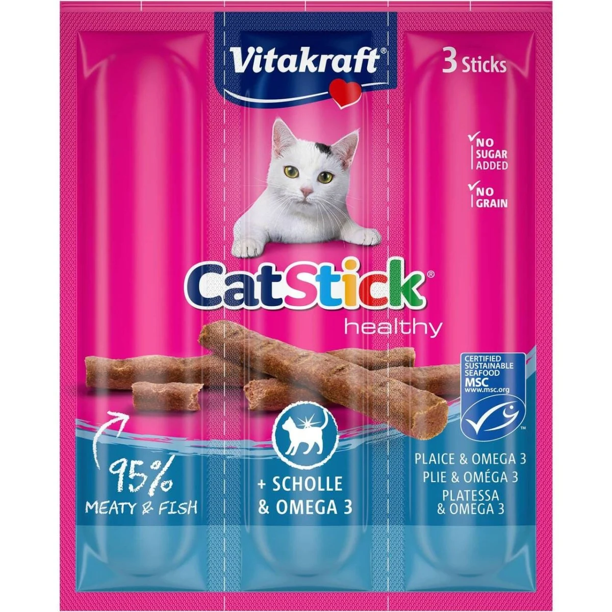 Vitakraft Cat Stick® Rødspætte og Omega-3 3stk kattegodbid - Image 2