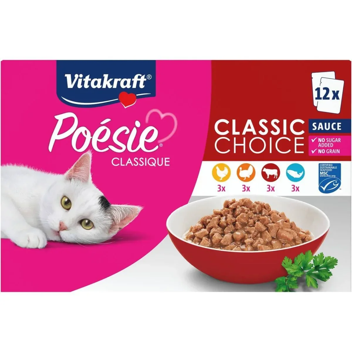 Vitakraft Poésie Multipak 12x85g Classic i sovs – Vådfoder