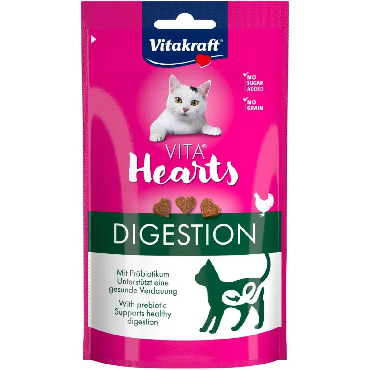Vitakraft Vita Hearts Digestion kylling 40 g – Katsnack med inulin
