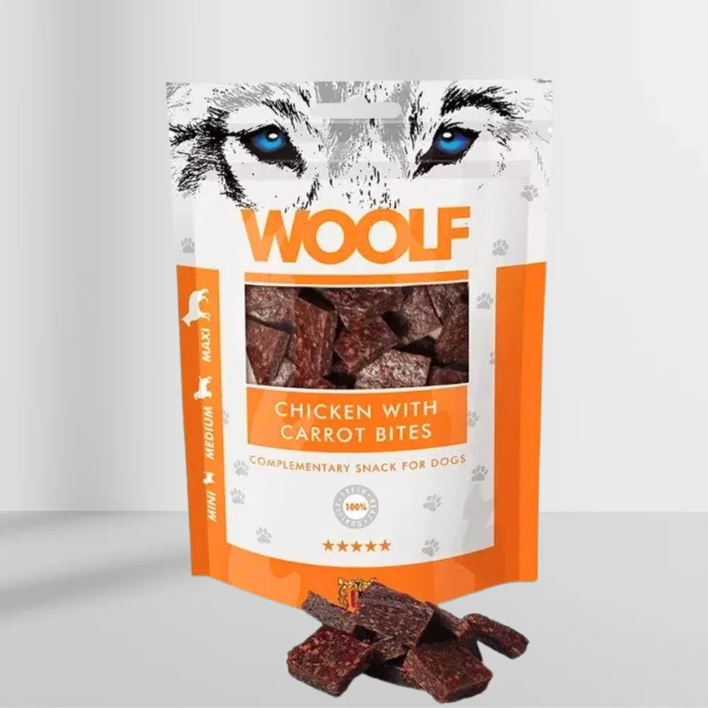 Woolf Kylling med Gulerodsbidder 100g - Image 2