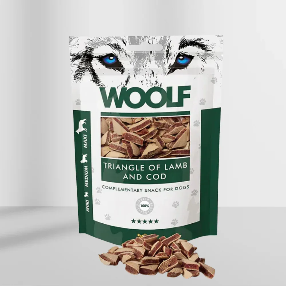 Woolf Lam & Torsk Trekanter 100g - Image 2