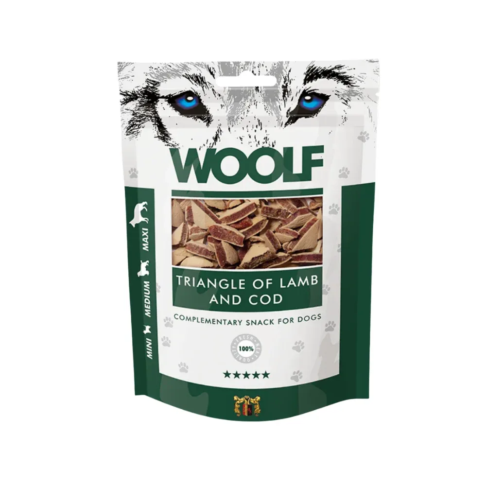 Woolf Lam & Torsk Trekanter 100g