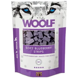 Woolf Naturlige godbidder Bløde Blåbær Strips – 100g