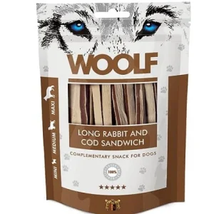 Woolf Naturlige godbidder – Lange Sandwich m. Kanin & Torsk – 100g