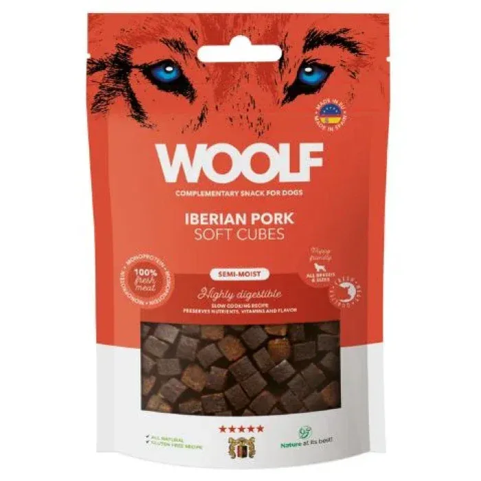 Woolf Naturlige godbidder Soft Cubes Iberian Pork 100g