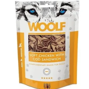 Woolf Soft Chicken with Cod Sandwich Blød Hundesnack 100g