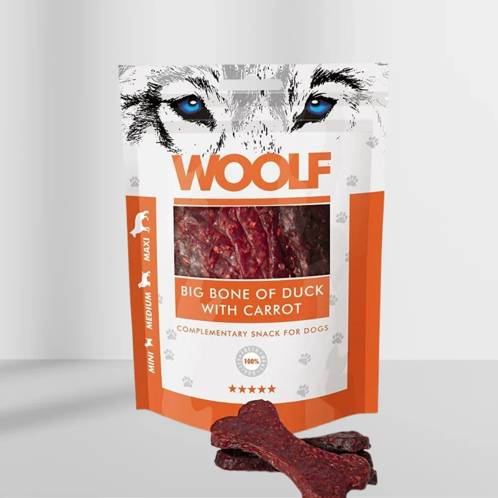 Woolf Stort Ben af And med Gulerod 100g - Image 2